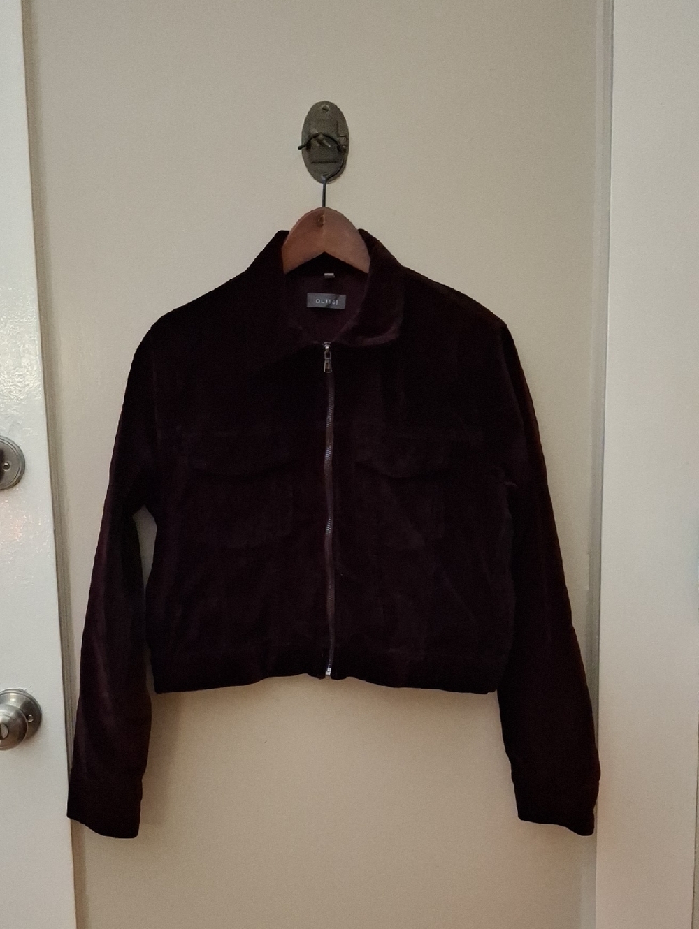 DL1961 Women's Bomber Jacket in Deep Burgundy Velvet_1